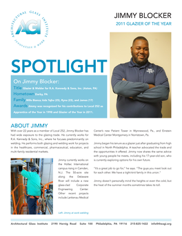 SPOTLIGHT on Jimmy Blocker: Title Glazier & Welder for R.A