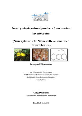 New Cytotoxic Natural Products from Marine Invertebrates
