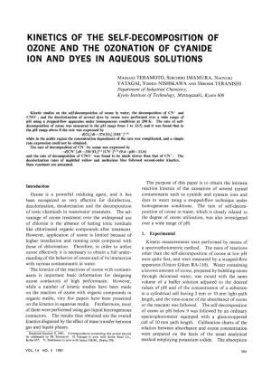 Kinetics of the Self-Decomposition of Ozone and the Ozonation of Cyanide Ion and Dyes in Aqueous Solutions