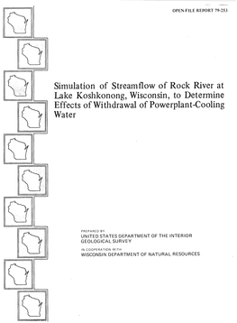 Simulation of Streamflow of Rock River at Lake Koshkonong, Wisconsin, to Determine Effects of Withdrawal of Powerplant-Cooling Water