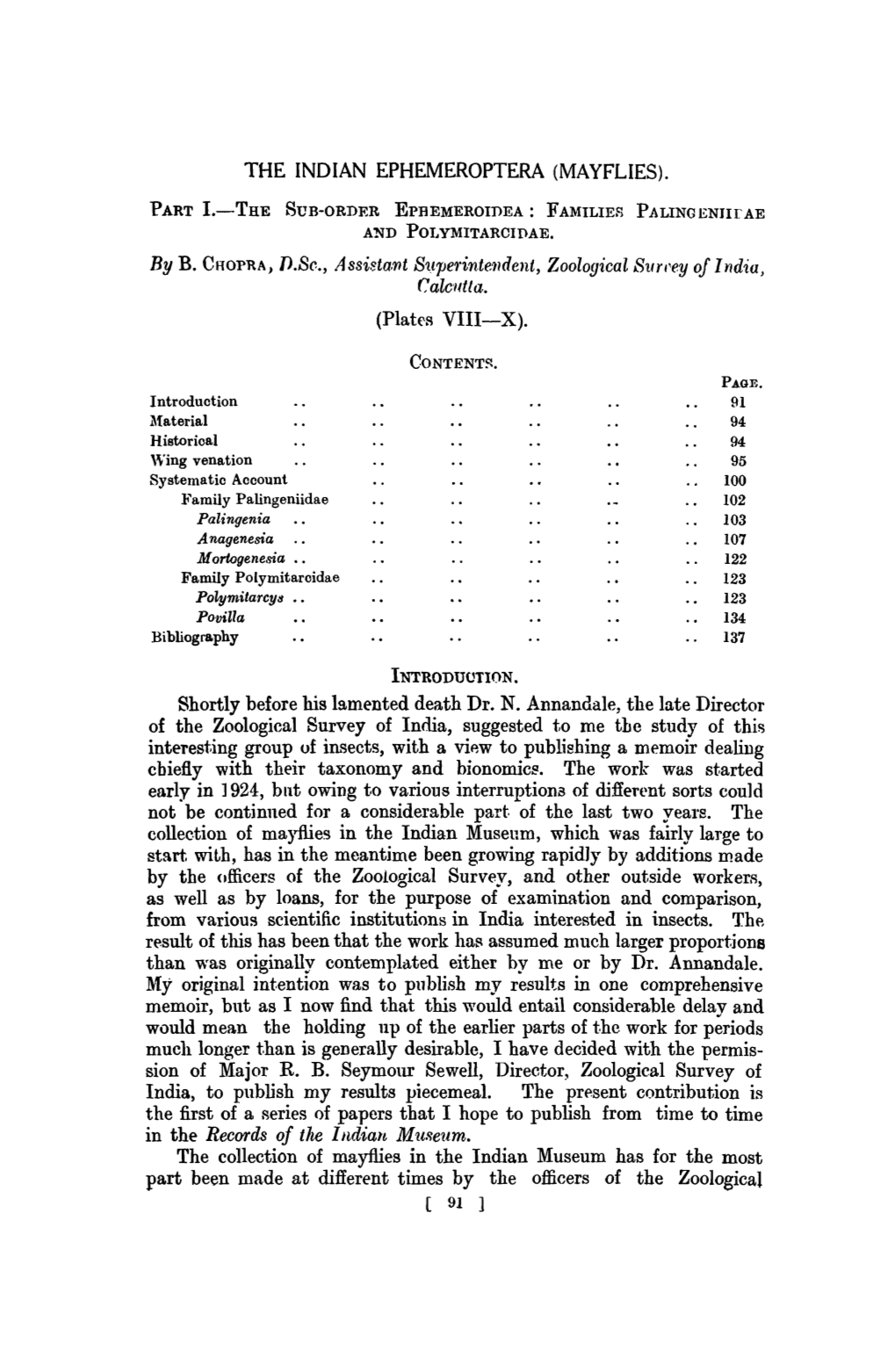 The Indian Ephemeroptera (Mayflies)