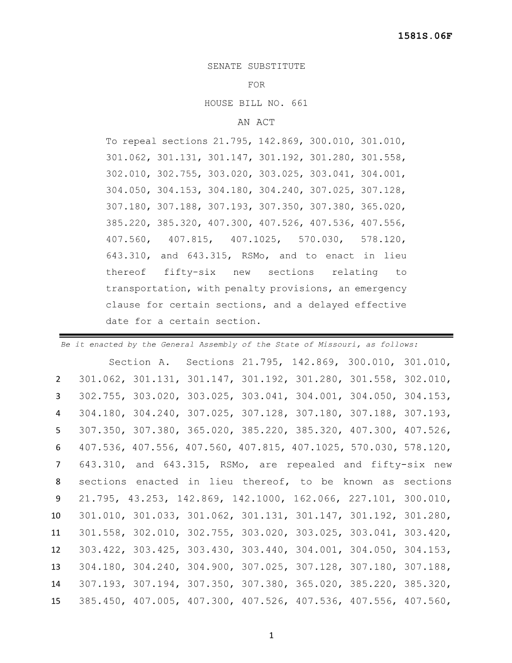 1581S.06F an ACT Section A. Sections 21.795, 142.869, 300.010