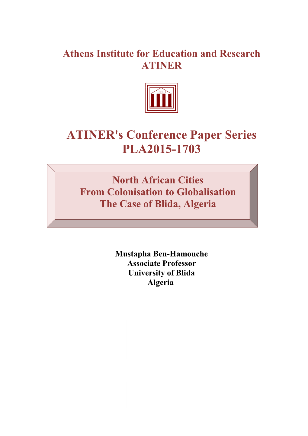 ATINER's Conference Paper Series PLA2015-1703