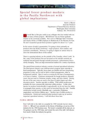 Special Forest Product Markets in the Pacific Northwest with Global Implications