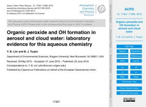 Organic Peroxide and OH Formation in Aerosol and Cloud Water
