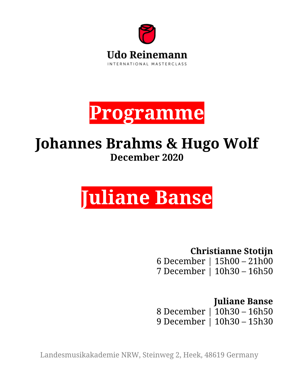 Programme Juliane Banse