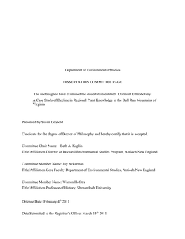 Dormant Ethnobotany: a Case Study of Decline in Regional Plant Knowledge in the Bull Run Mountains of Virginia