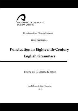 Punctuation in Eighteenth-Century English Grammars