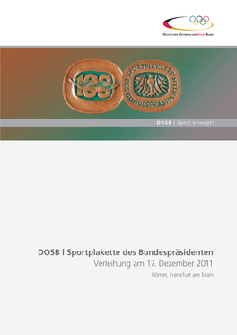 DOSB L Sportplakette Des Bundespräsidenten Verleihung Am 17