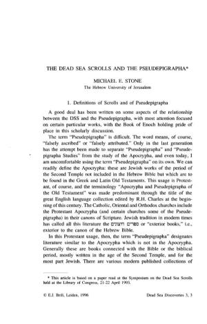 The Dead Sea Scrolls and the Pseudepigrapha* Michael E