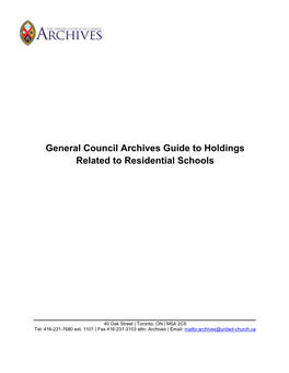 Research Guide to Residential Schools