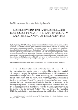 LOCAL GOVERNMENT and LOCAL LABOR ECONOMICS in PILA in the LATE 20Th CENTURY and the BEGINNING of the 21Stcentury