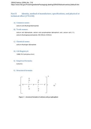 GRAS Notice (GRN) No. 718, Calcium Acid Pyrophosphate