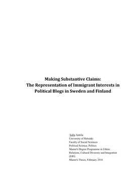 The Representation of Immigrant Interests in Political Blogs in Sweden and Finland