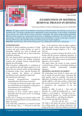 Examination of Material Removal Process in Honing