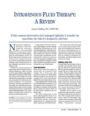 Intravenous Fluid Therapy: a Review