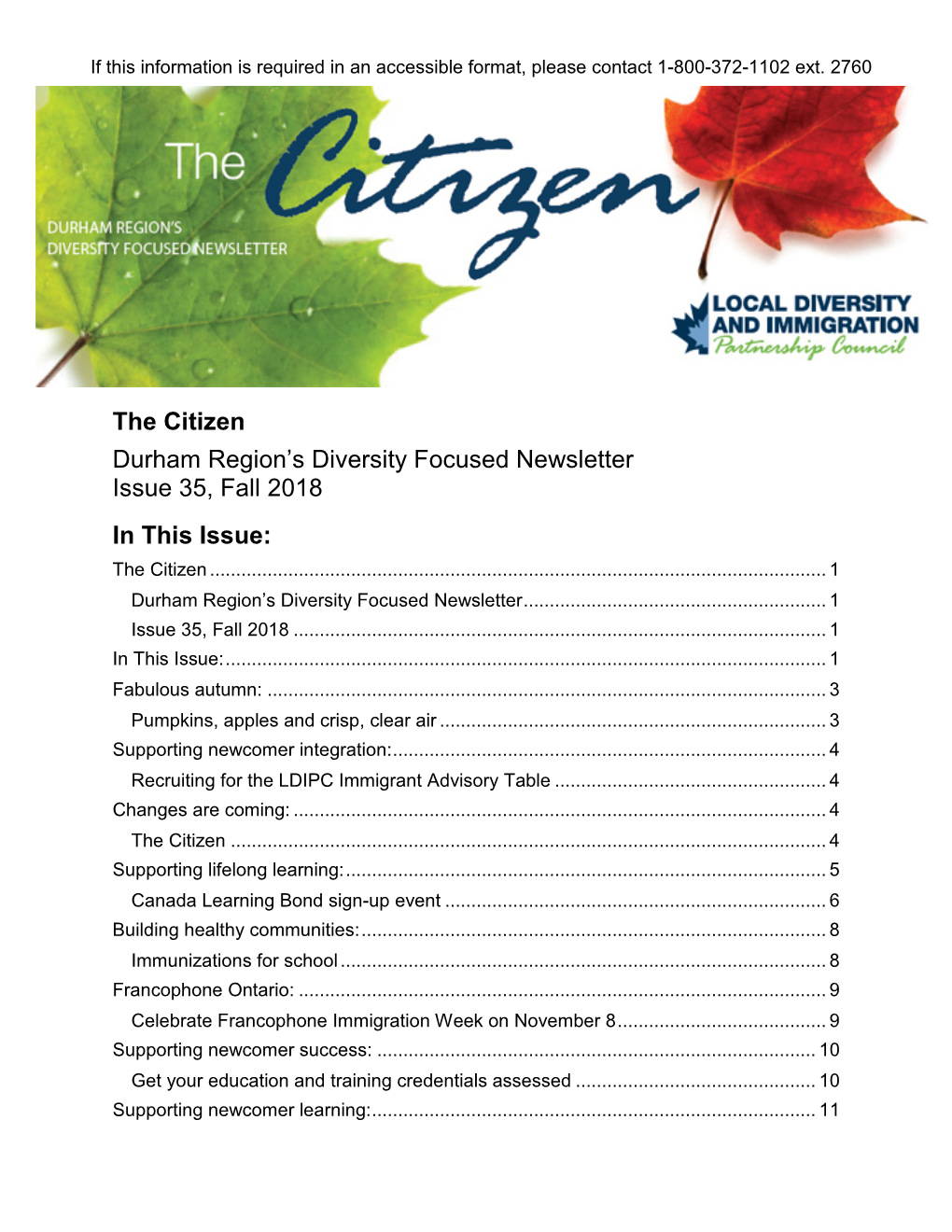 Issue 35, Fall 2018 in This Issue: the Citizen