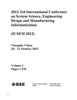 2012 3Rd International Conference on System Science, Engineering Design and Manufacturing Informatization