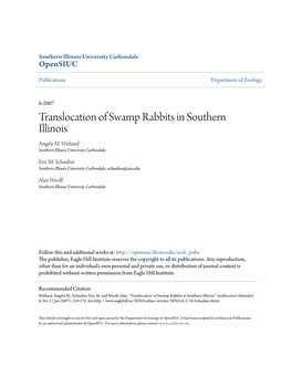 Translocation of Swamp Rabbits in Southern Illinois Angela M