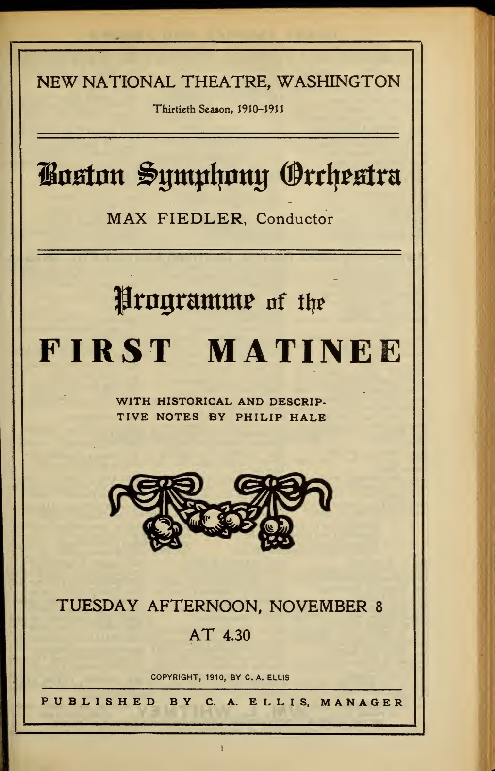 Boston Symphony Orchestra Concert Programs, Season 30,1910-1911, Trip