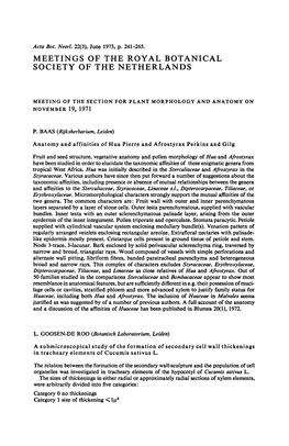 Meetings of the Royal Botanical Society of the Netherlands