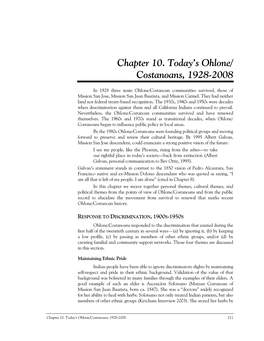 Chapter 10. Today's Ohlone/ Costanoans, 1928-2008