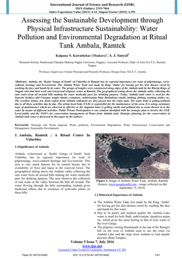 Water Pollution and Environmental Degradation at Ritual Tank Ambala, Ramtek