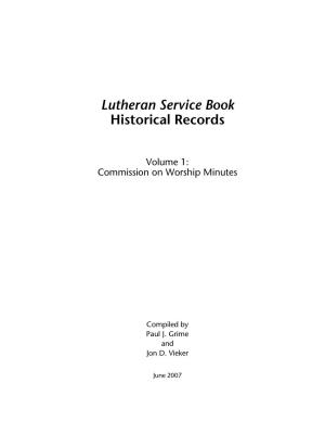 Lutheran Service Book Historical Records