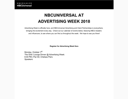 Nbcuniversal at Advertising Week 2018