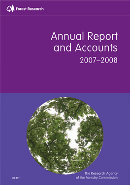 Forest Research Annual Report and Accounts 2007-2008
