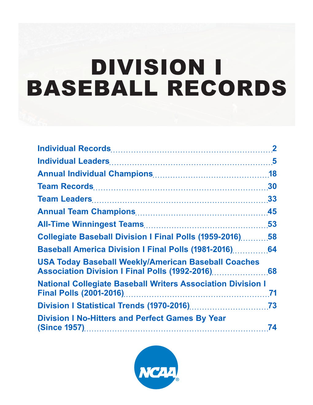 Division I Baseball Records