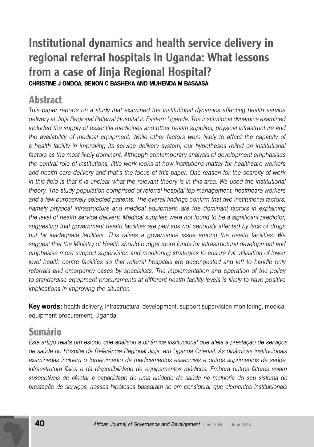 Institutional Dynamics and Health Service Delivery in Regional Referral