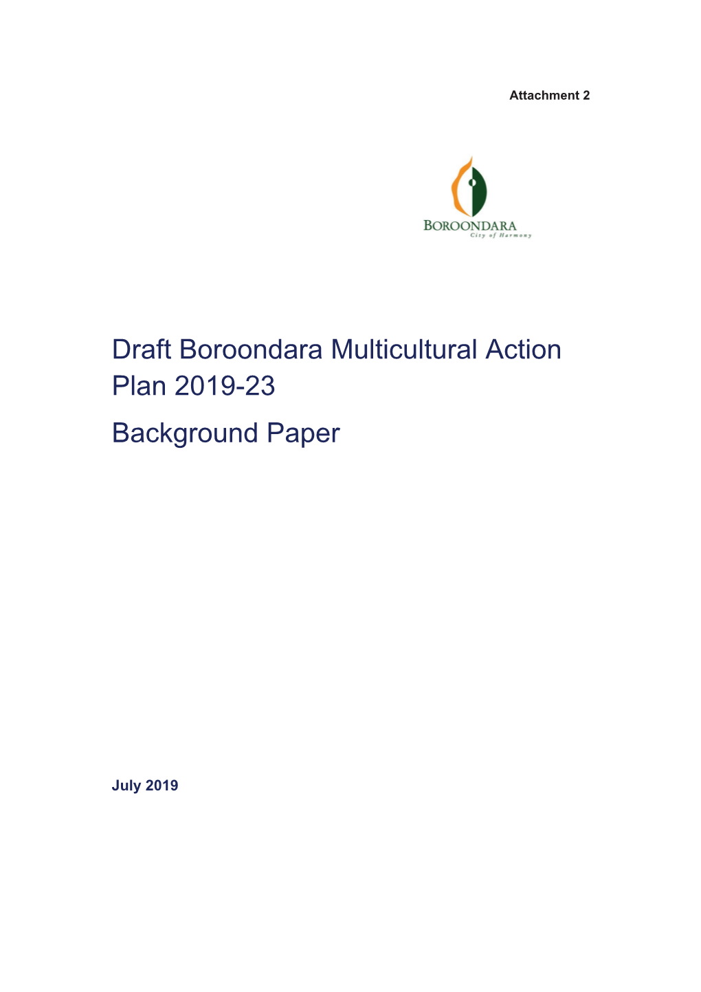Draft Boroondara Multicultural Action Plan 2019-23 Background Paper