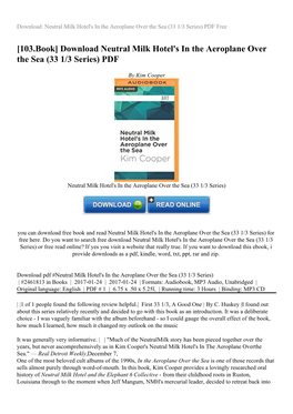 Download Neutral Milk Hotel's in the Aeroplane Over the Sea (33 1/3 Series) PDF
