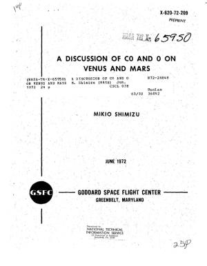 A Discussion of Co and 0 on Venus and Mars