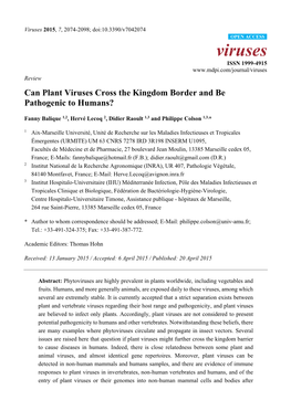 Can Plant Viruses Cross the Kingdom Border and Be Pathogenic to Humans?