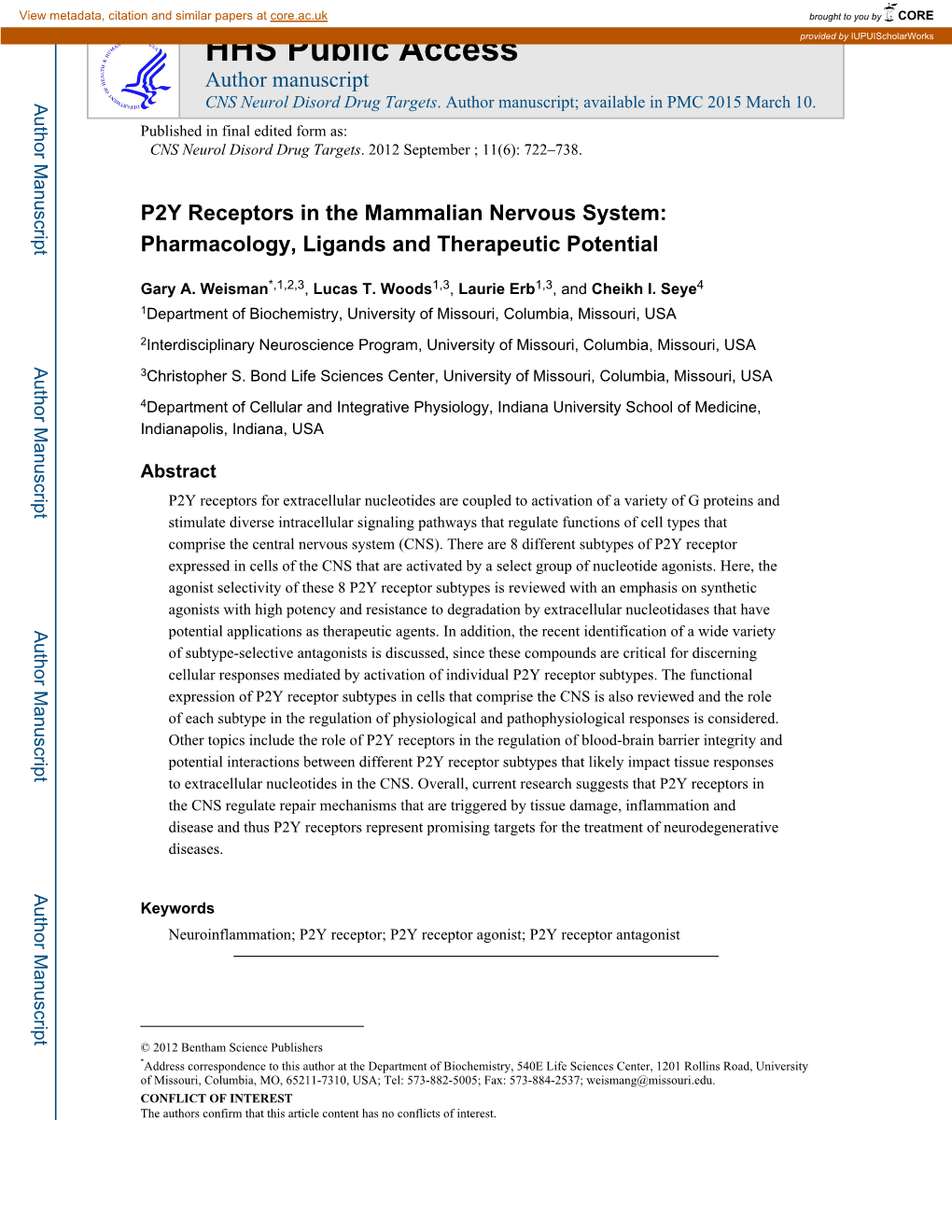 HHS Public Access Provided by Iupuischolarworks Author Manuscript