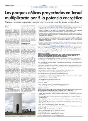 Los Parques Eólicos Proyectados En Teruel Multiplicarán Por 5 La Potencia Energética