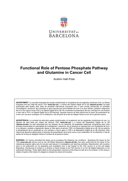 Functional Role of Pentose Phosphate Pathway and Glutamine in Cancer Cell