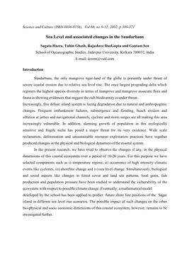 Sea Level and Associated Changes in the Sundarbans