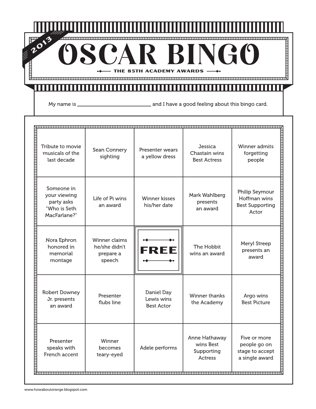 My Name Is and I Have a Good Feeling About This Bingo Card