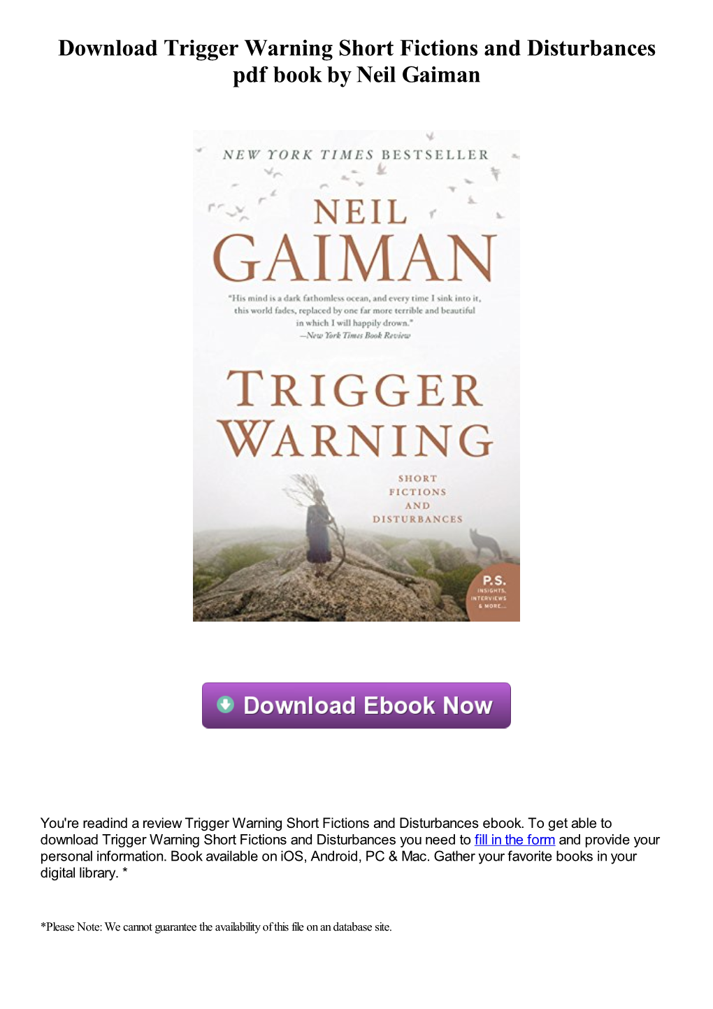 Download Trigger Warning Short Fictions and Disturbances Pdf Book by Neil Gaiman