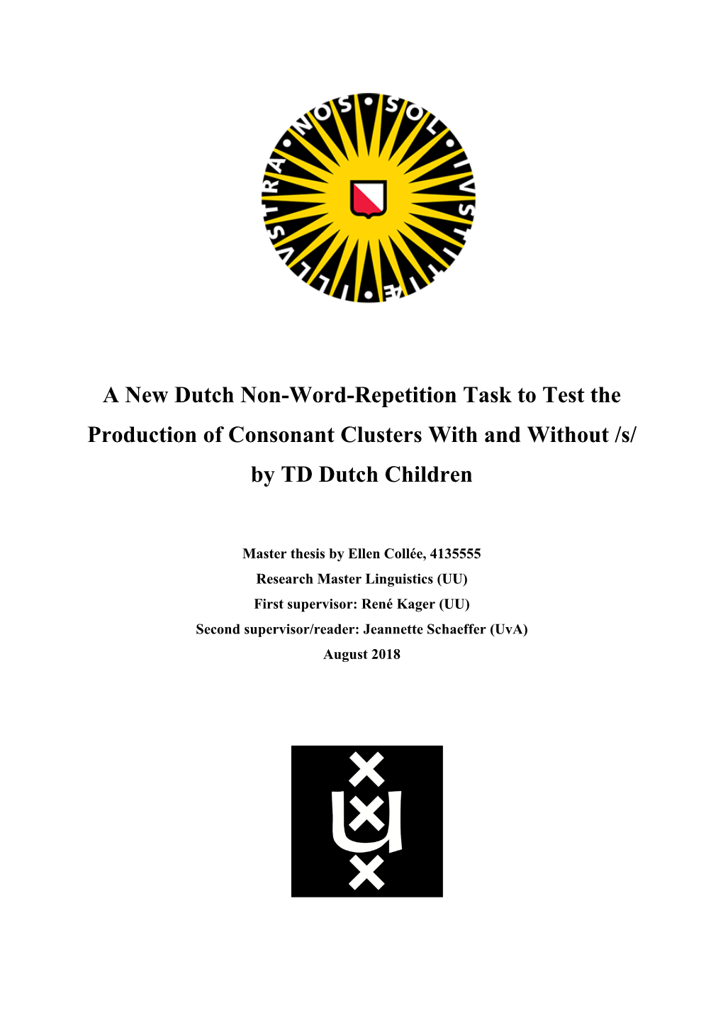 A New Dutch Non-Word-Repetition Task to Test the Production of Consonant Clusters with and Without /S/ by TD Dutch Children
