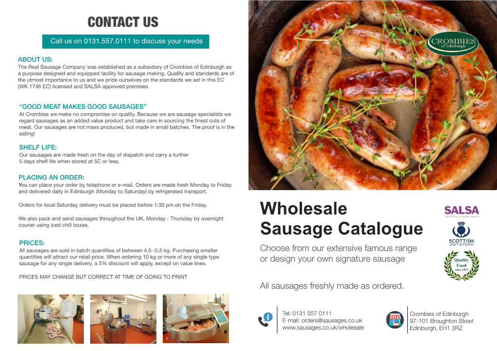 Wholesale Sausage Catalogue 2018