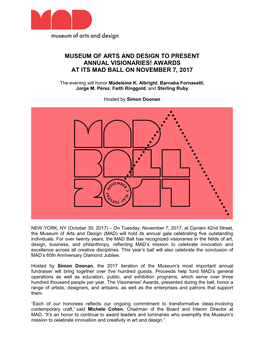 MAD Ball Press Release