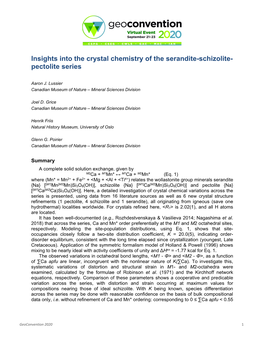 Insights Into the Crystal Chemistry of the Serandite-Schizolite- Pectolite Series