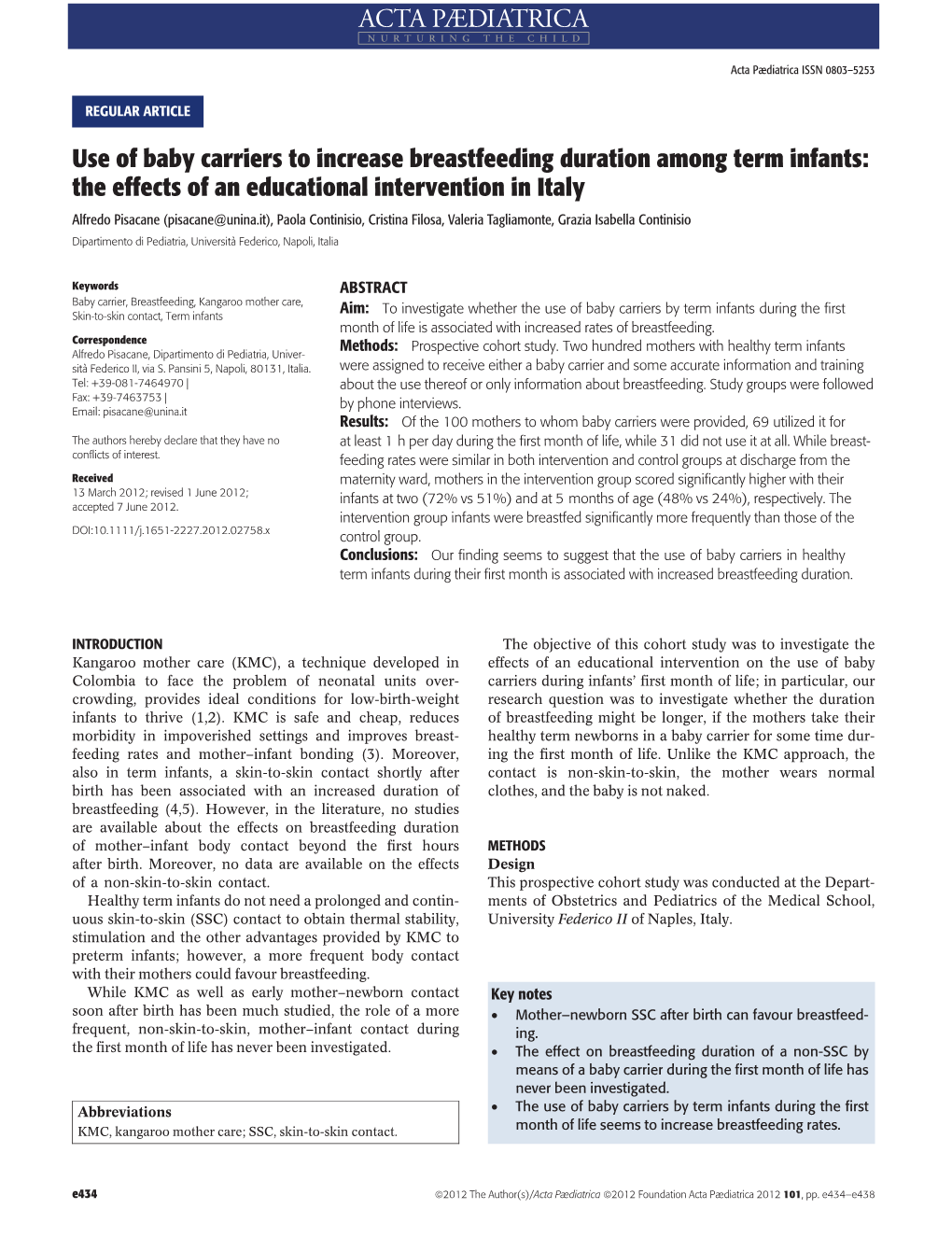Use of Baby Carriers to Increase Breastfeeding Duration Among Term Infants: the Effects of an Educational Intervention in Italy
