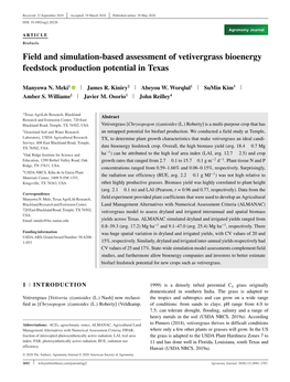 Field and Simulation‐Based Assessment of Vetivergrass