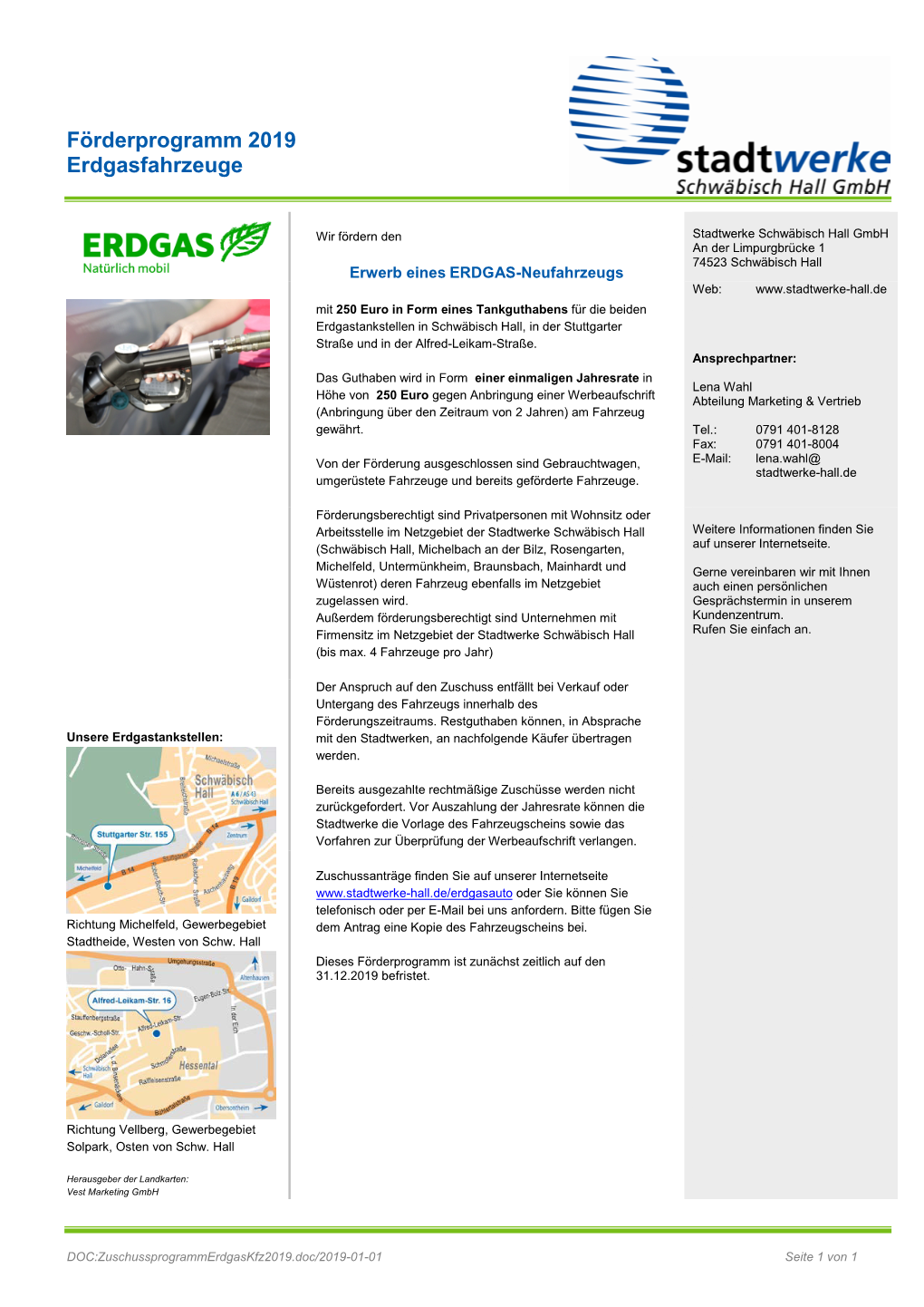Förderprogramm 2019 Erdgasfahrzeuge