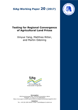 Testing for Regional Convergence of Agricultural Land Prices